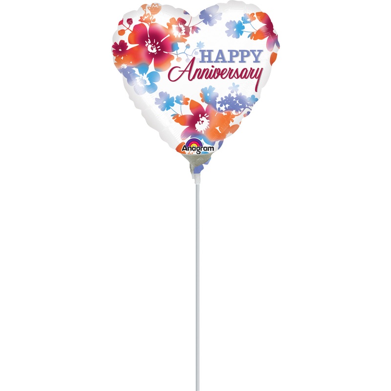 4" Airfill Only Happy Anniversary Watercolor Balloon