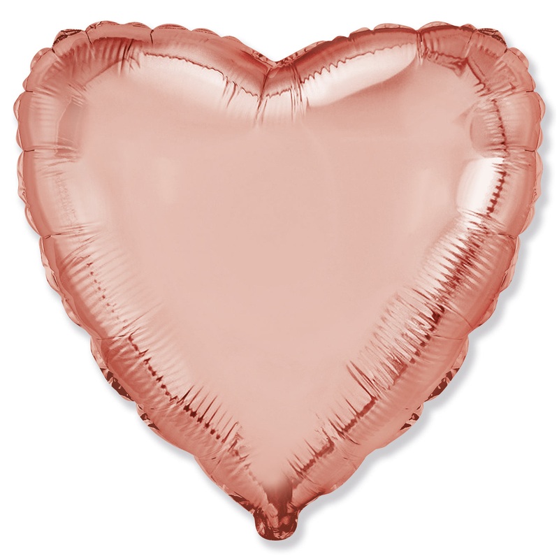 9" Airfill Only Mini Rose Gold Heart Solid Color Foil Balloons Brand Flexmetal