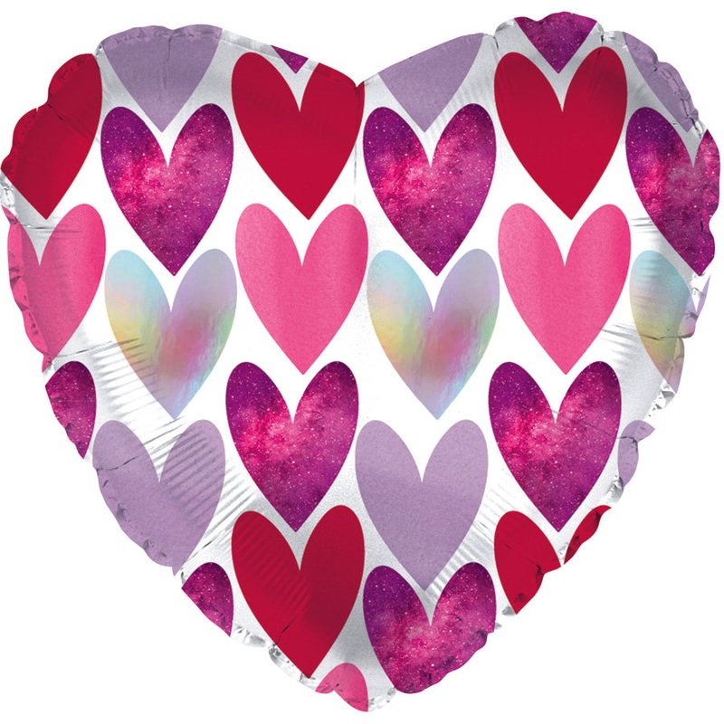 9" Airfill Only Textured Heart Pattern Foil Balloon