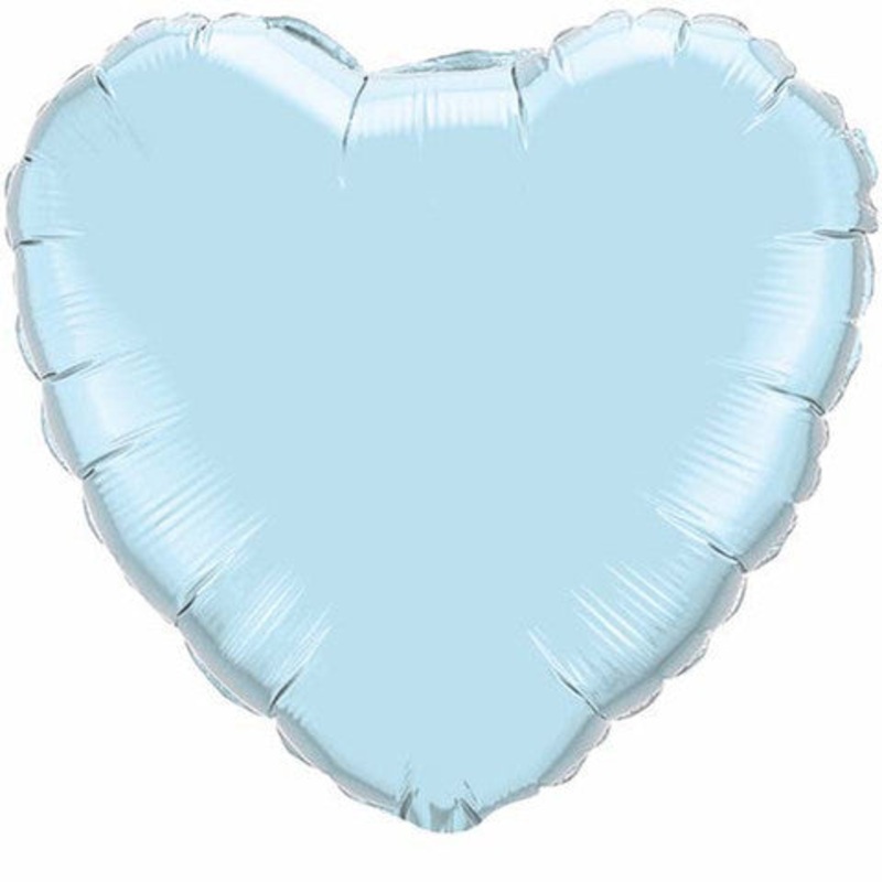 9" Pearl Light Blue Solid Color Heart Airfill Only Balloon