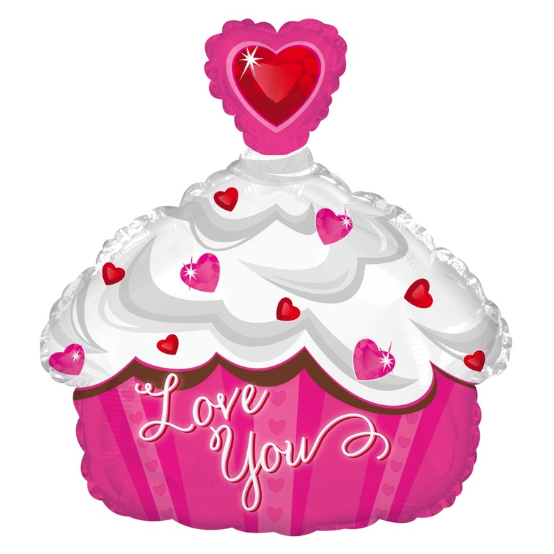 12" Airfill Only Love You Cupcake Mini Shape Foil Balloon