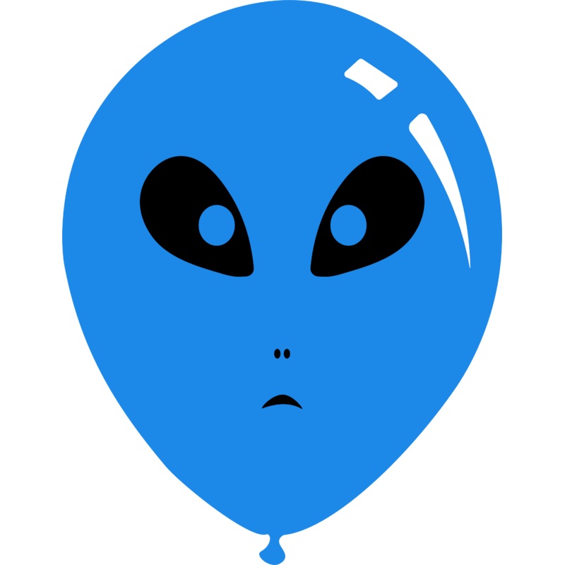12" Alien Printed Single Sided Latex Balloon (25 Per Bag) Decomex Medium Blue