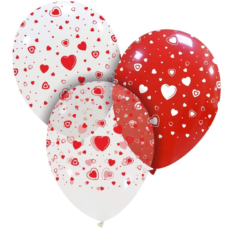 12" Cattex Brand Printed Latex Balloons (25 Per Bag) Hearts Print Color: Mix