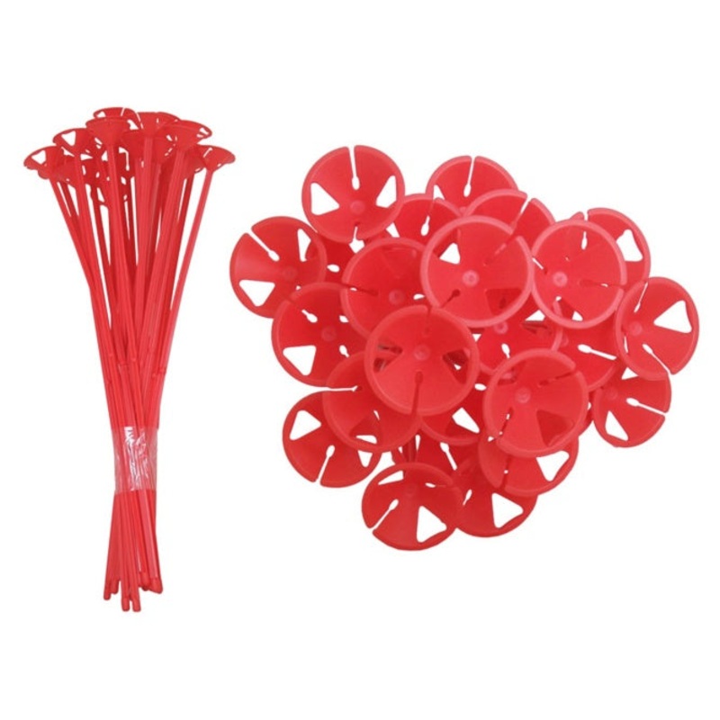 13" One Piece Cup and Balloon Stick-Red