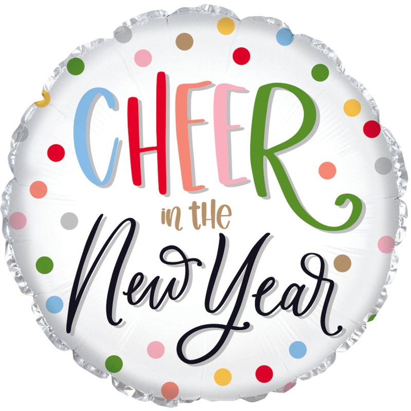17" Cheer in the New Year White Foil Balloon