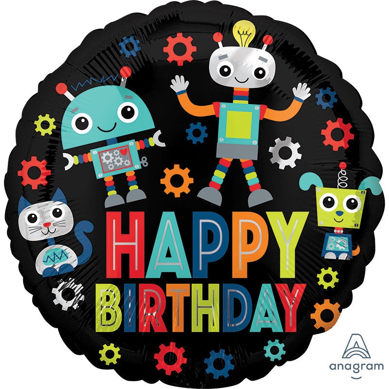 18" Birthday Robots Foil Balloon