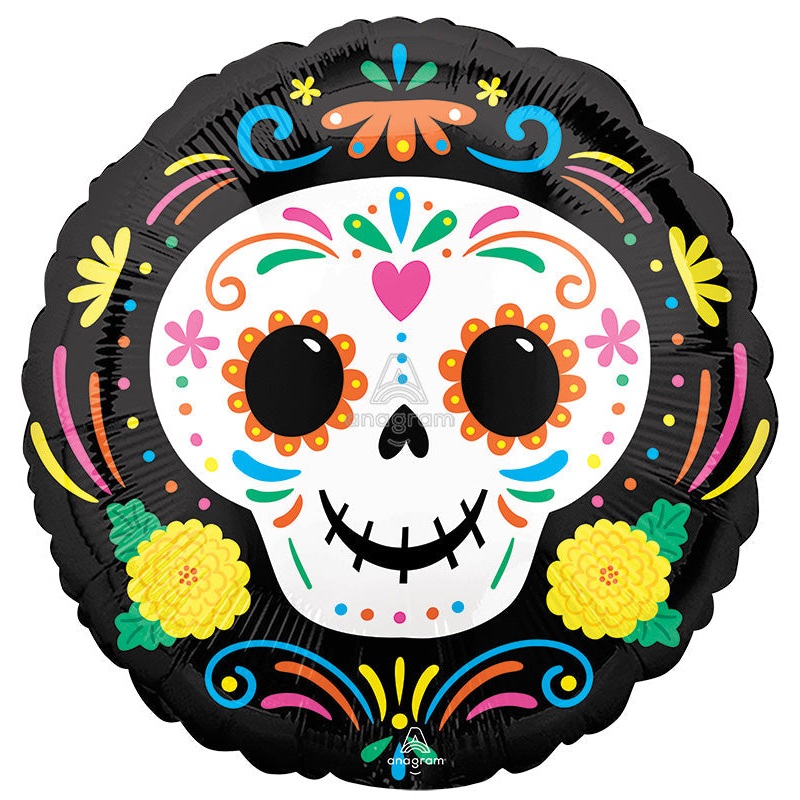 18" Day of the Dead Skull Foil Balloon