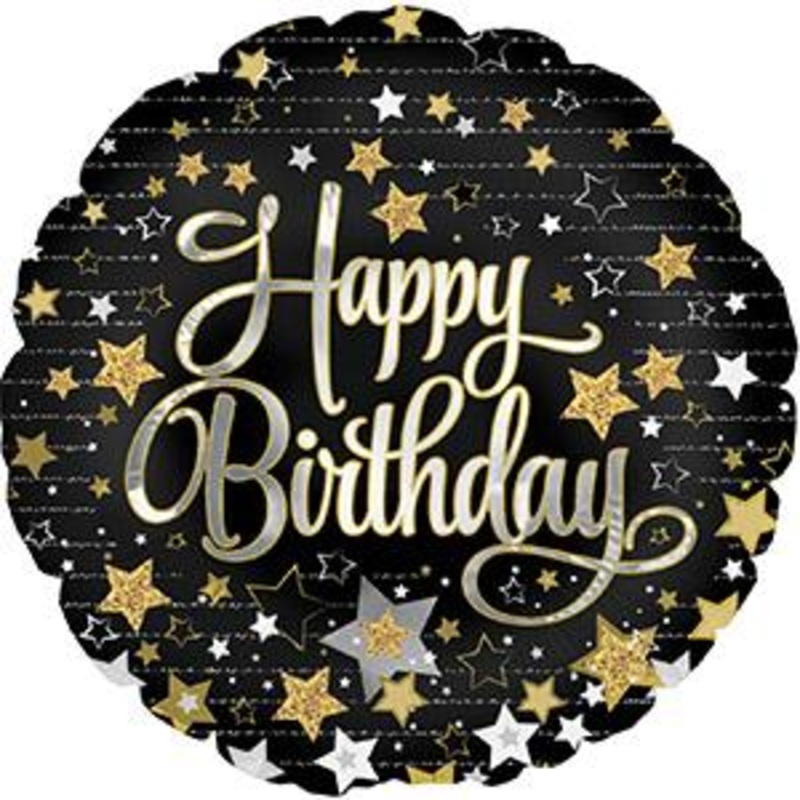 18" Happy Birthday Gold Stars Balloons