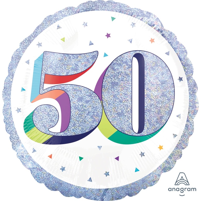 18" Holographic Jumbo Number Balloon Shape 50 Foil Balloon