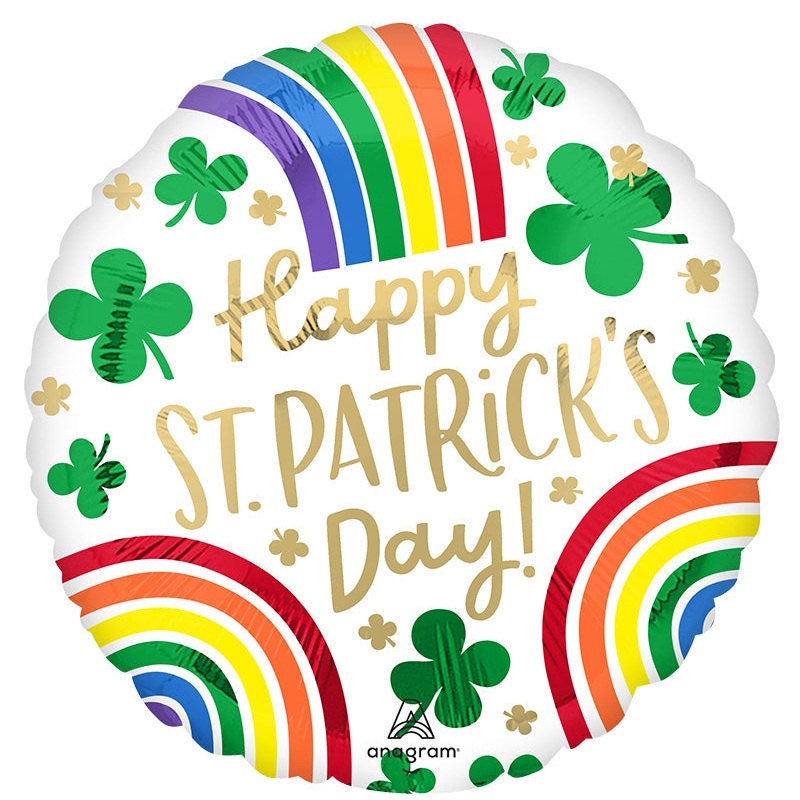 18" St. Patrick's Day Rainbows Foil Balloon