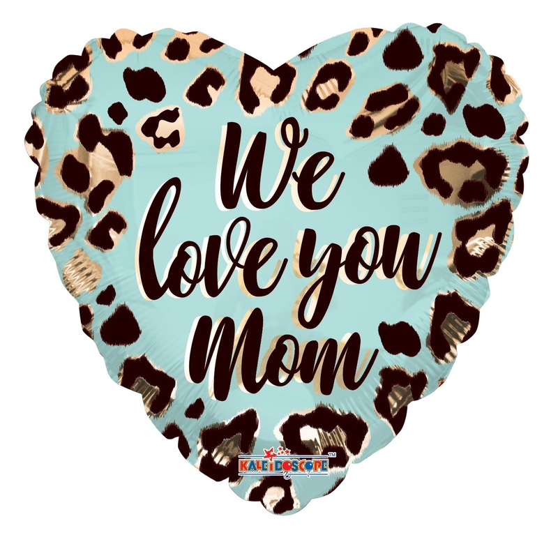 18" We Love You Mom Pattern Foil Balloon