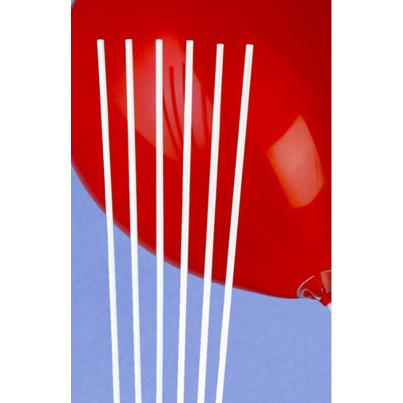 24" Standard White Balloon Sticks Only  (100 Count). See product details for cups (sold separately).