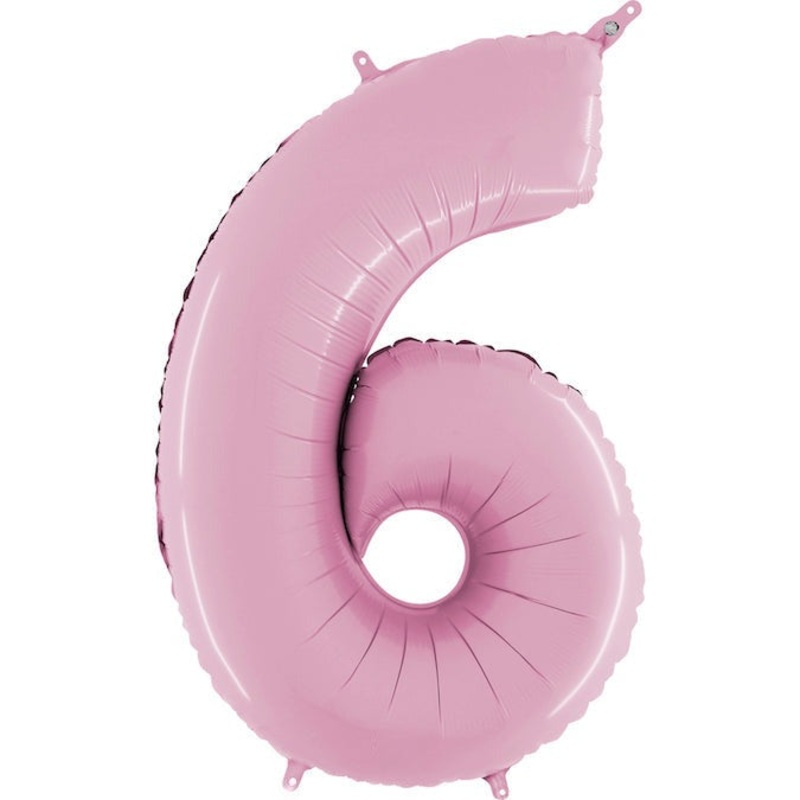 26" Midsize Foil Shape Balloon Number 6 Pastel Pink