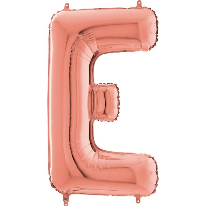 26" Midsize Letter Shape E Rose Gold Foil Balloon