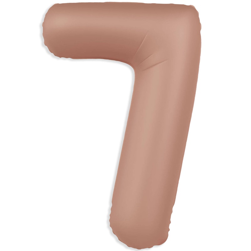 32" Inflated (40" Uninflated Approx) Number "7" Slimmer Design Matte Vintage Rose Brand Flexmetal