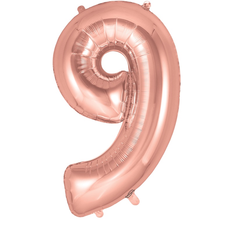 34" Number 9 Rose Gold Oaktree Foil Balloon