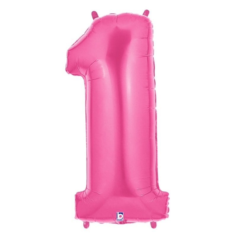 40" (34" Inflated) Large Number Balloon 1 Fuchsia/Pink