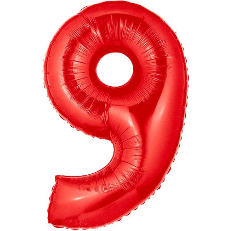 40" (34" Inflated) Large Number Balloon 9 Red