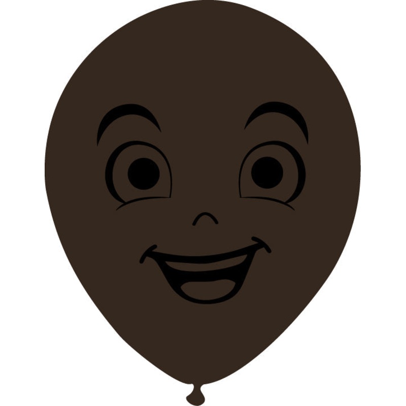 5" Latex Balloons Single Sided (25 Per Bag) Face Print 06 Decomex Chocolate Brown
