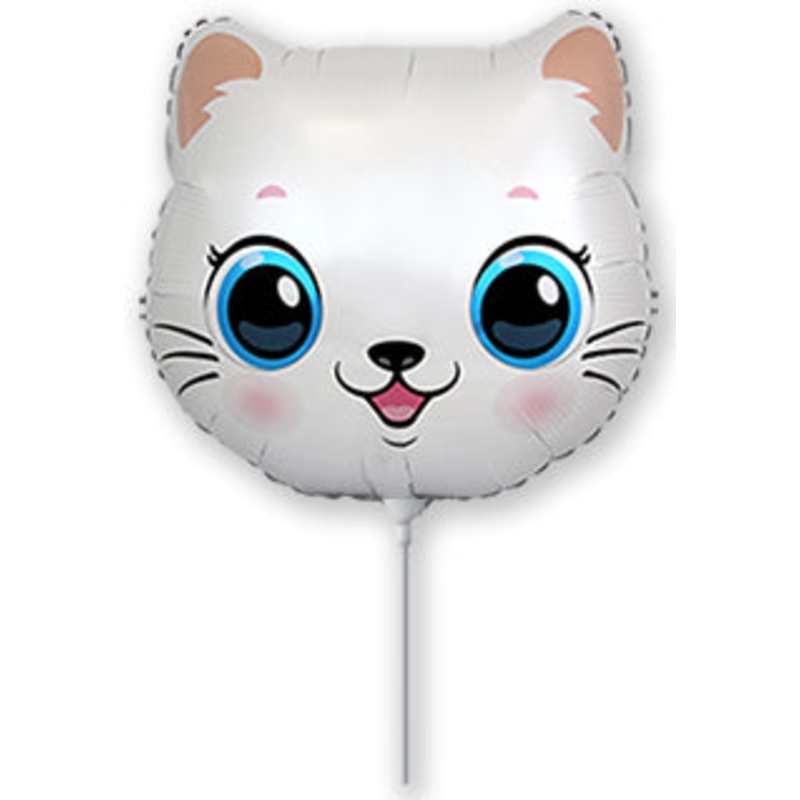 9" Airfill Only Cat Head Mini Foil Balloon