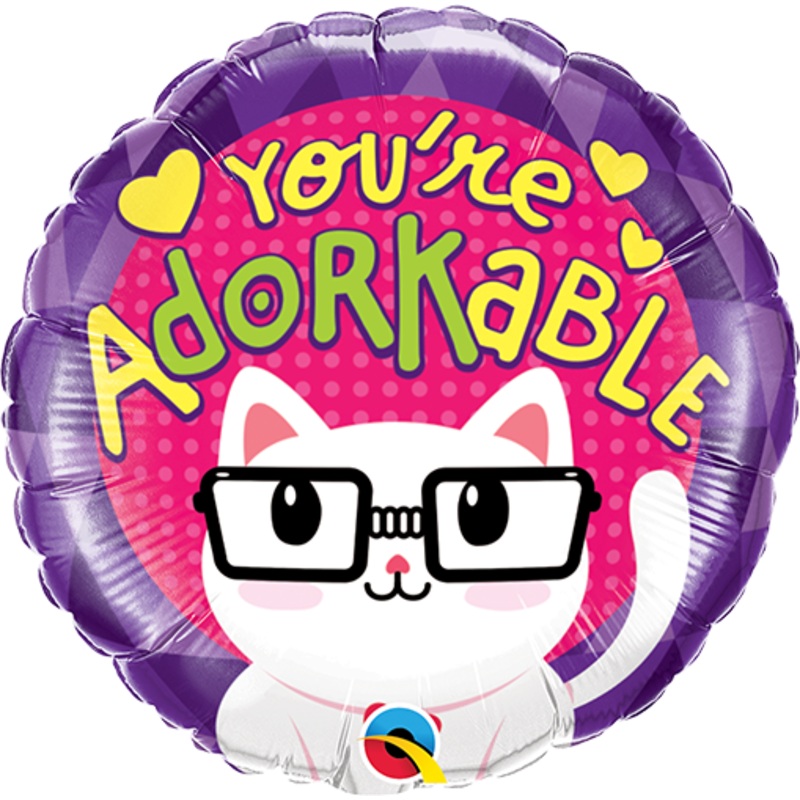 9" Airfill Only You're Adorkable - Kitty Foil Balloon