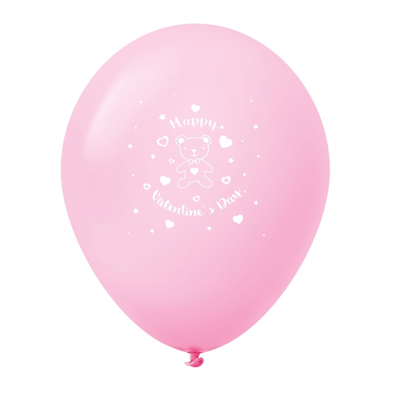 11" Happy Valentine's Day Bear Latex Balloons (25 Count) Pink