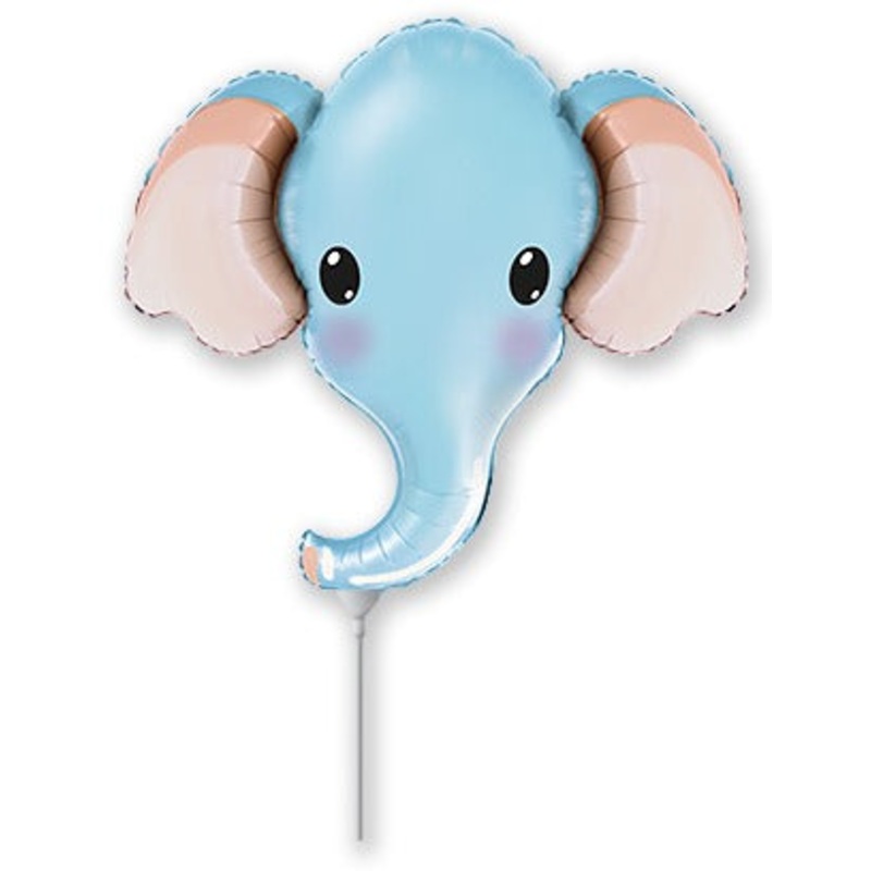 12" Airfill Only Baby Blue Elephant Head Mini Foil Balloon