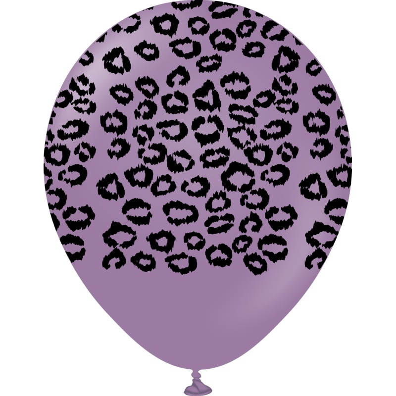 12" Safari Leopard Printed Lavender Retro Kalisan Latex Balloons (25 Per Bag)