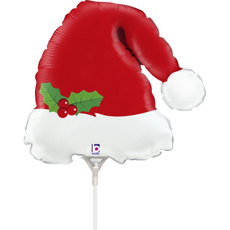 14" Airfill Only Christmas Santa Hat Foil Balloon