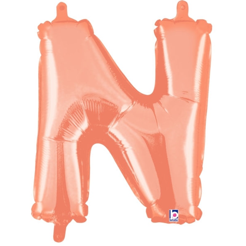 14" Airfill Only (Self Sealing) Megaloon Jr. Letter N Rose Gold Balloon