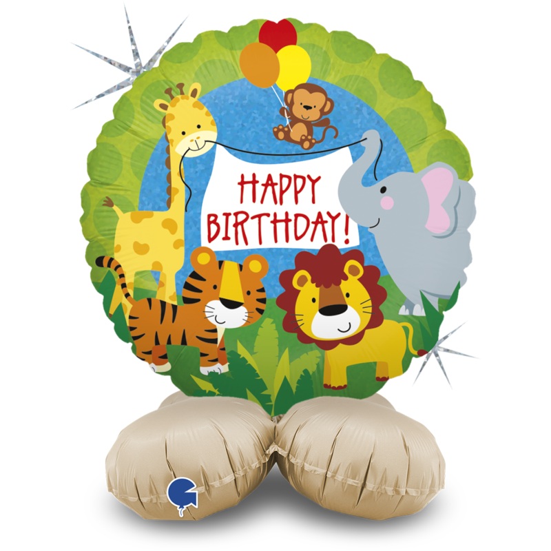 16" The Standups (Airfill Only) - Jungle Animals Birthday Foil Balloon
