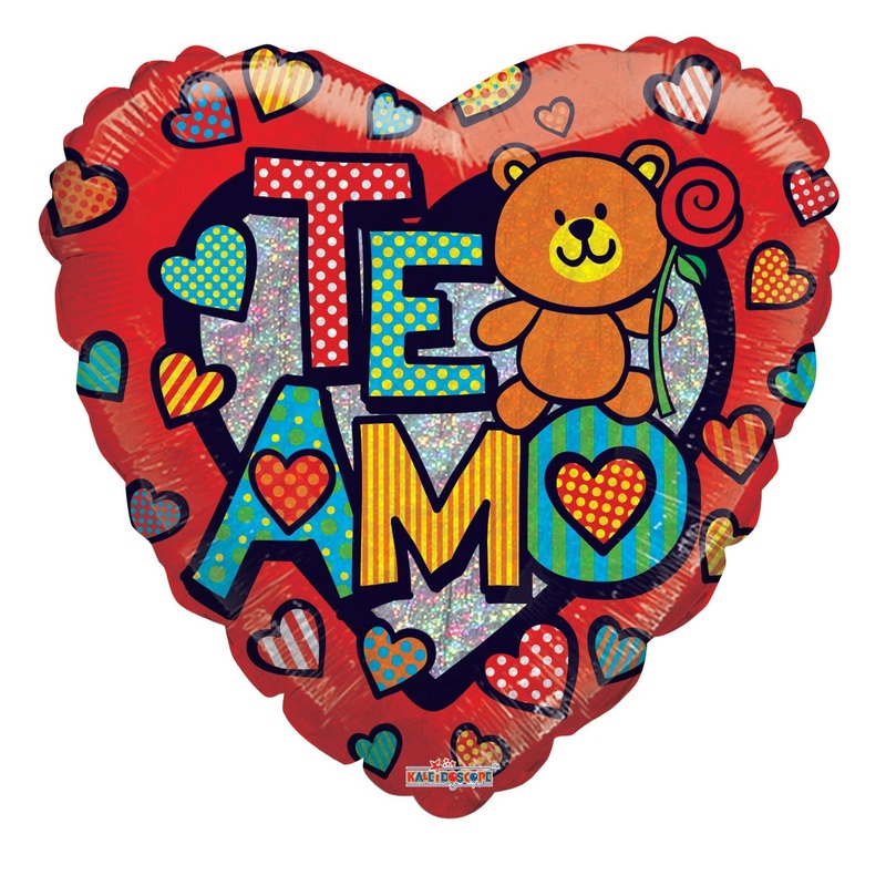 18" Cute Bear Te Amo Holographic Balloon (Spanish)
