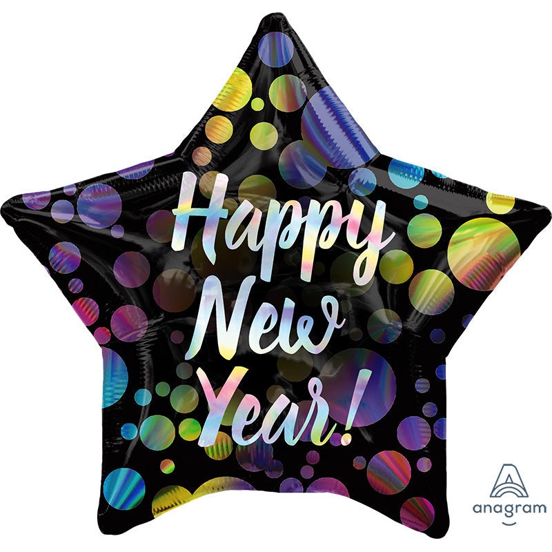 18" Iridescent New Year Bubbles Foil Balloon