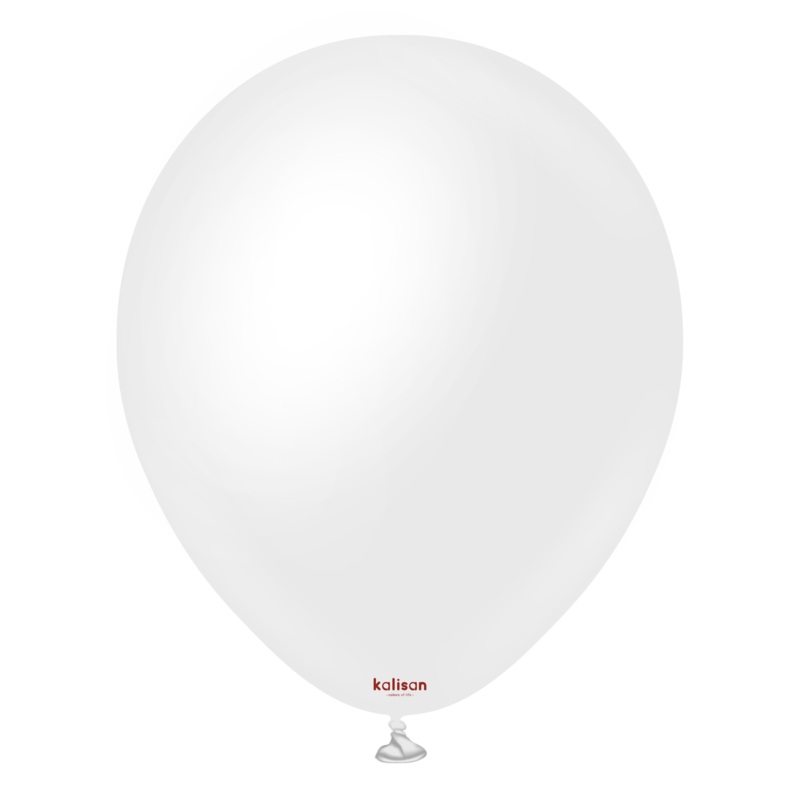 18" Kalisan Latex Balloons Opaque Satin Snow White (25 Per Bag)