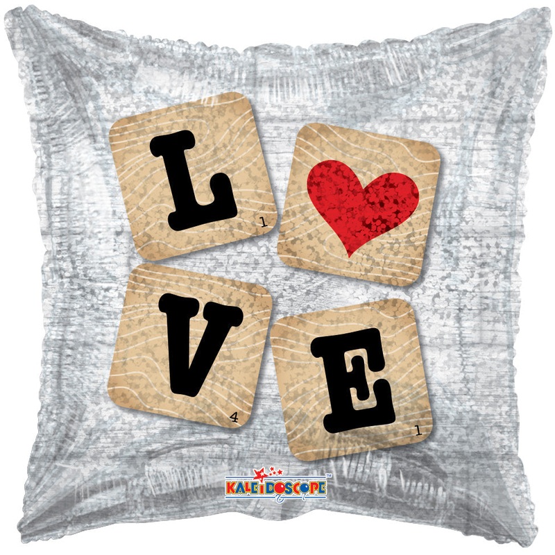 18" Love Scrabble Holographic Foil Balloon