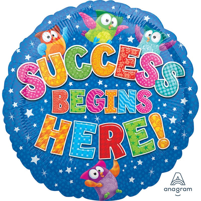 18" Trend Success Begins Here Foil Balloon