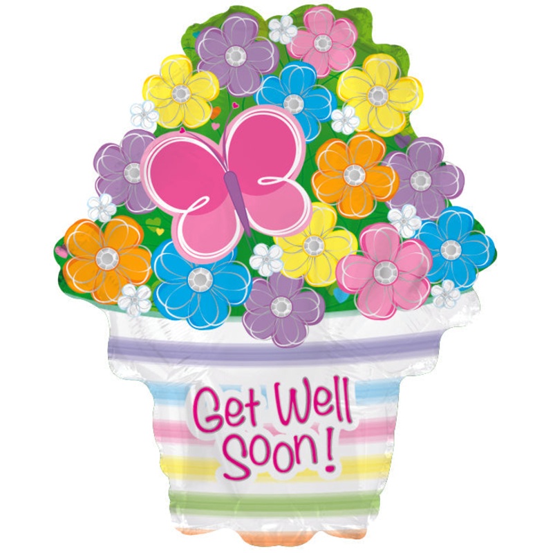 22" Get Well Soon Flowers Balloon