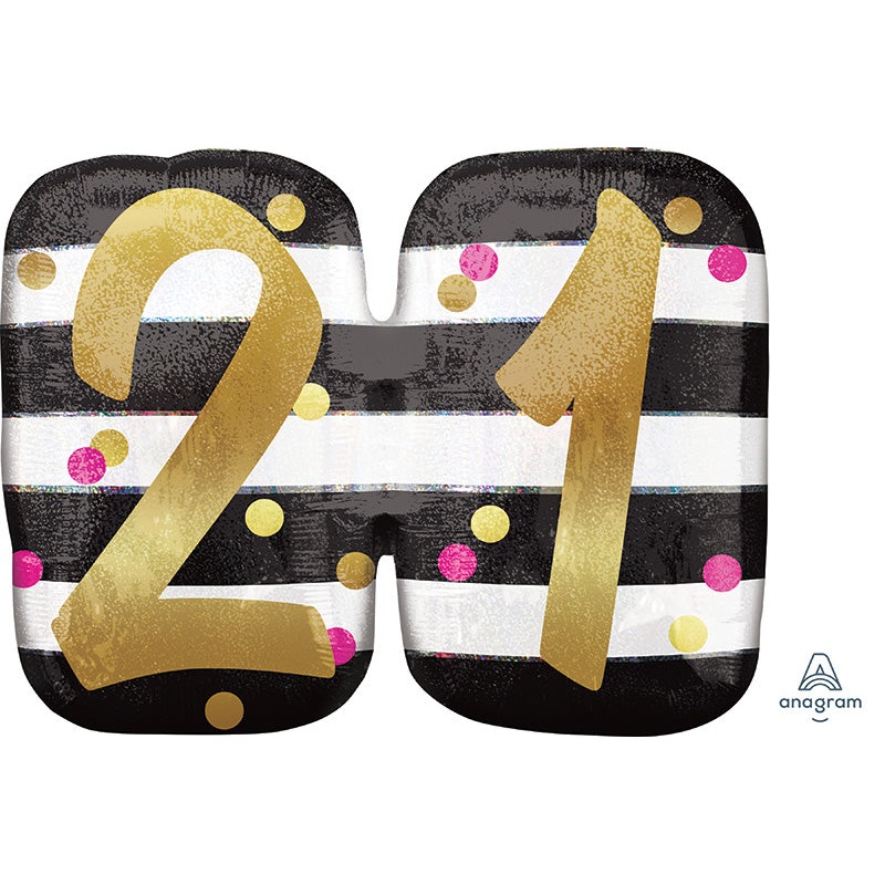25" Jumbo Pink & Gold Milestone 21 Foil Balloon