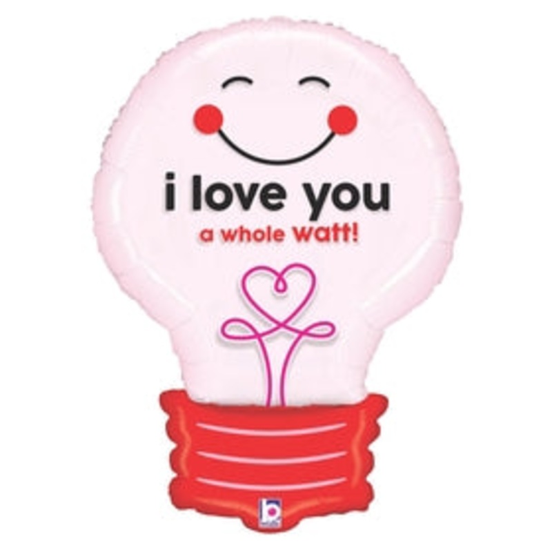 29" Clear Shape I Love You A Watt Lightbulb Balloon