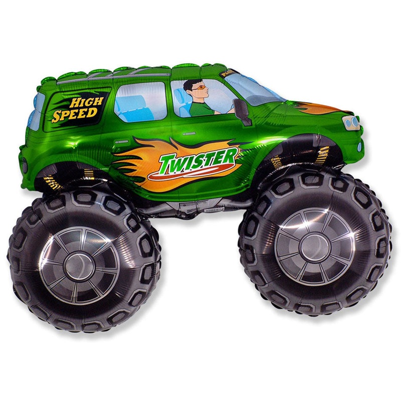 30" Big Wheels Monster Truck Green Foil Balloon
