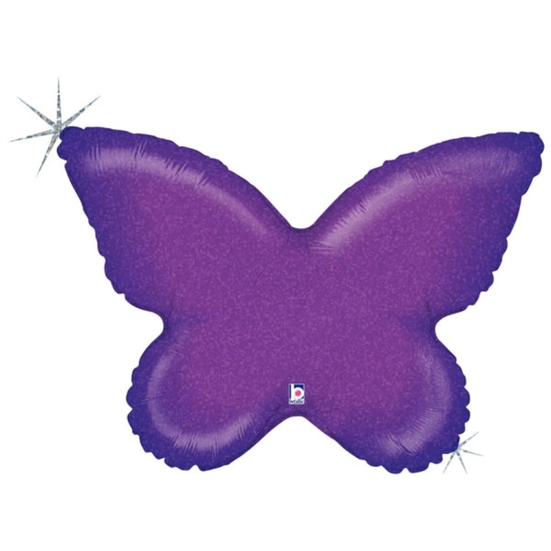 30" Holographic Solid Color Butterfly Purple Balloon