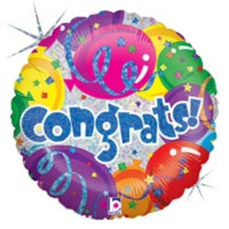 36" Jumbo Congrats! Holographic Balloon