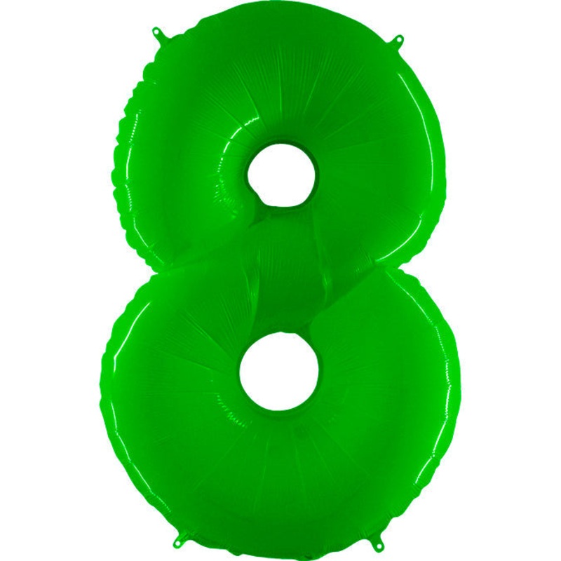 40" (34" Inflated) Foil Shape Balloon Number 8 Fluorescence Lime
