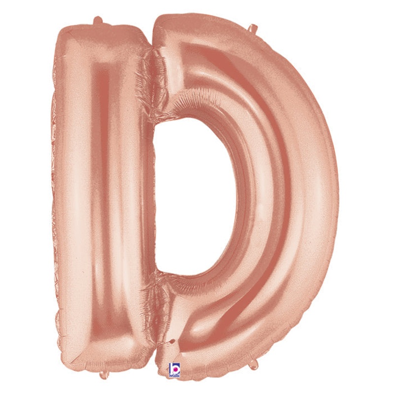 40" (34" Inflated) Foil Shape Megaloon Balloon Letter D Rose Gold