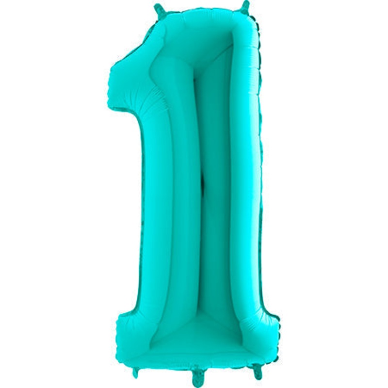40" (34" Inflated) Foil Shape Megaloon Balloon Number 1 Tiffany Blue