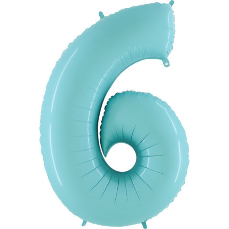 40" (34" Inflated) Megaloon Foil Shape Number 6 Baby Blue Balloon