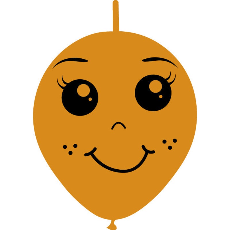 6" Linking Latex Balloons Single Sided (25 Per Bag) Face Print 02 Decomex Mocha Brown