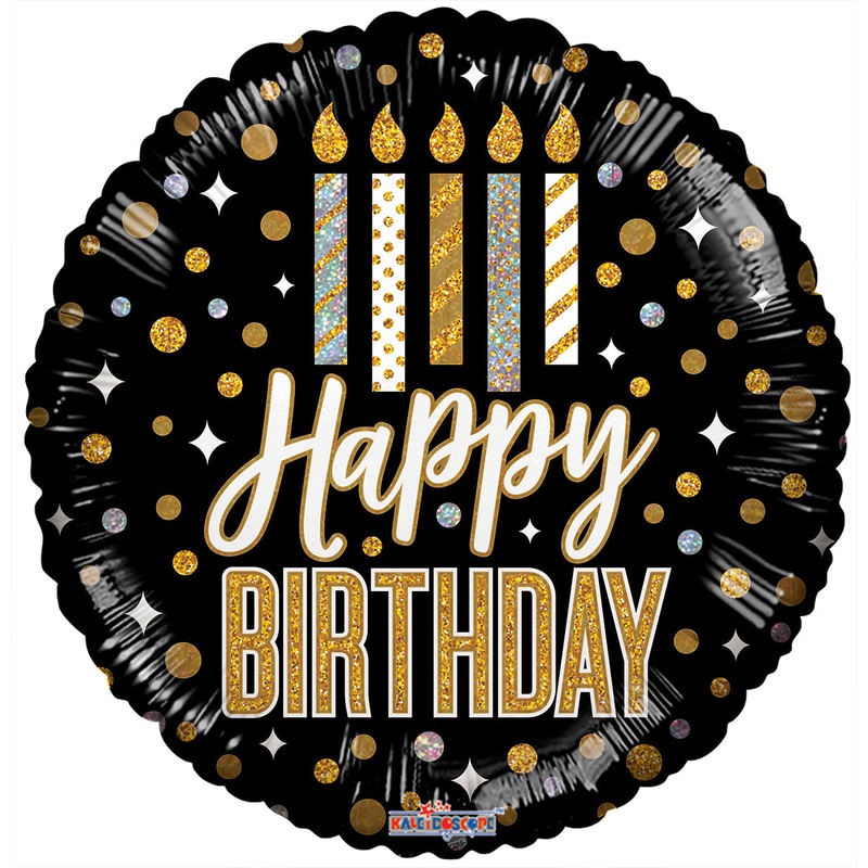 9" Airfill Only Birthday Candles And Dots Holographic Foil Balloons