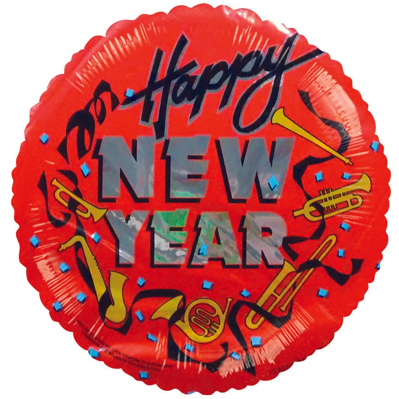 9" Airfill Only Happy New Years Trumpets Red Balloon