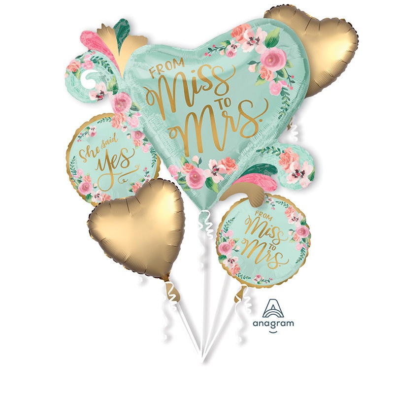 Bouquet From Miss to Mrs. Mint to Be Foil Balloon